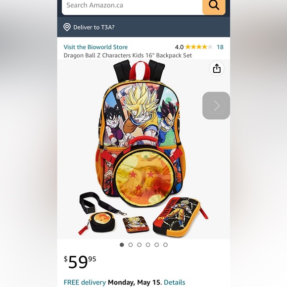 🌹Host Pick🌹Dragon Ball Kids 17” Backpack Set - Picture 1 of 15